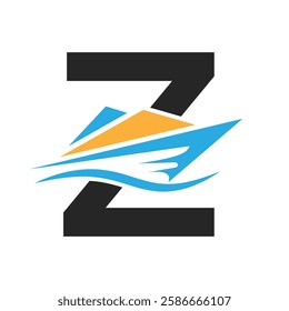 Initial Letter Z Boat Logo Concept For Sailor Symbol Vector Template