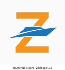 Initial Letter Z Boat Logo Concept For Sailor Symbol Vector Template