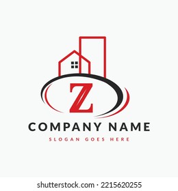 Logo De La Letra Inicial Z Del Edificio. Logo de la casa, Arquitectura, Hogar, plantilla de diseño del logotipo de bienes raíces