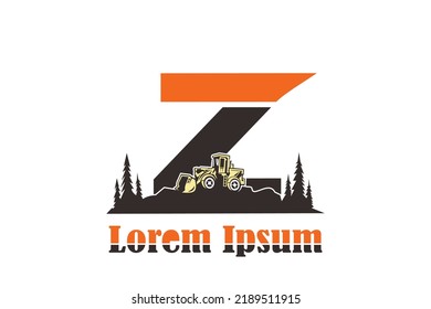 initial Letter Z bulldozer  logo