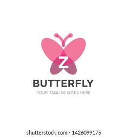 initial letter z butterfly logo and icon vector illustration design template