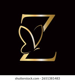 Initial Letter Z Butterfly Logo Design Concept For Fashion, Cosmetics and Beauty Symbol