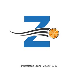 Initial Letter Z Cafe Restaurant Logo With Pizza Concept Vector Template