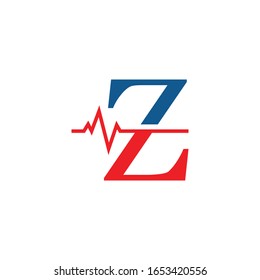 initial letter z cardiogram logo vector
