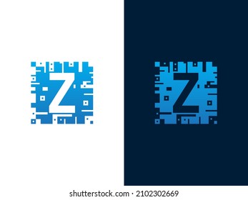 Initial letter Z and chip card vector logo design
