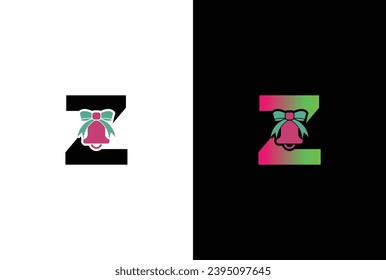 Initial letter Z Christmas Ball Logo. Letter Z Christmas lettering vector clip art isolated on white background stock illustration.