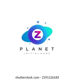 Initial Letter Z Circle with Orbit for Planet vector