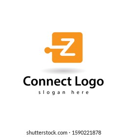 Initial letter Z connect. Linked shape square symbol