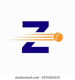 Initial Letter Z Cricket Logo Concept With Ball Icon For Cricket Club Symbol