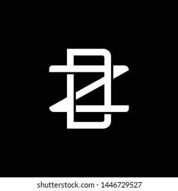 Initial letter Z and D, ZD, DZ, overlapping interlock monogram logo, white color on black background