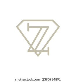 símbolo de signo del icono de la letra inicial del logotipo de diamante Z Elemento Diseño Estilo de la línea de arte. Joyería, Joyería, Logotipo Gem. Plantilla de ilustración de vector