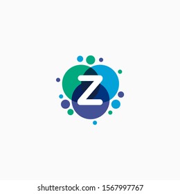 initial letter Z with dot abstract logo designs. molecule Logo design , Lab Logo Design Element , Design Vector with Dots concept. - VECTOR