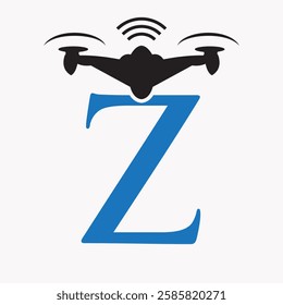 Initial Letter Z Drone Logo Design Concept For Agriculture Irrigation Sigh Vector And Template