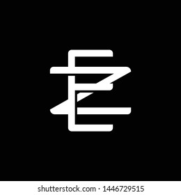 Initial letter Z and E, ZE, EZ, overlapping interlock monogram logo, white color on black background