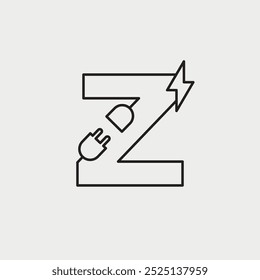 Initial Letter Z Electricity Logo Design. Electrical Design Concept Alphabet Font. Vector Illustration.