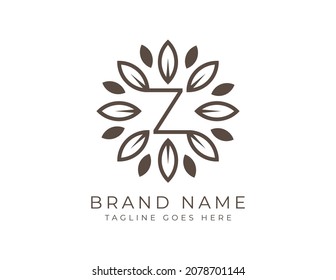 initial Letter Z elegant Leaf Flower Logo icon Vector Design Template