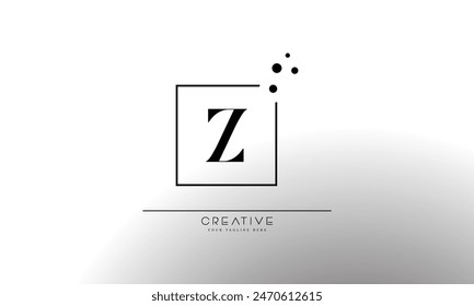 Initial letter Z elegant and luxury Initial with Rectangular dots frame minimal monogram logo design vector template
