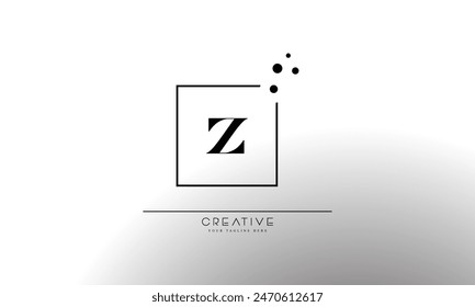 Initial letter Z elegant and luxury Initial with Rectangular dots frame minimal monogram logo design vector template