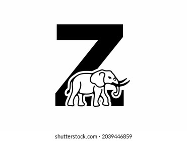 Ursprünglicher Buchstabe Z mit Elefantendesign