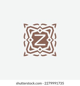 Initial letter Z emblem logo. ornamental abstract star pattern frame logo
