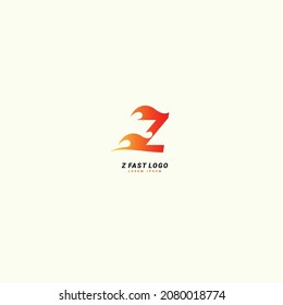 Letra inicial Z Velocidad rápida, plantilla de diseño de logotipo de incendio