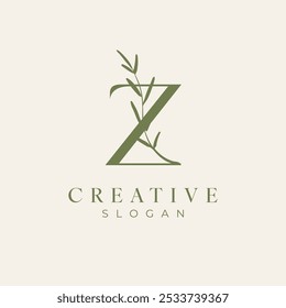 Initial Letter Z Feminine, Floral, Botanical Logo Template - Vector