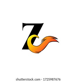 Initial Letter Z Fire Flame in art style logo design
