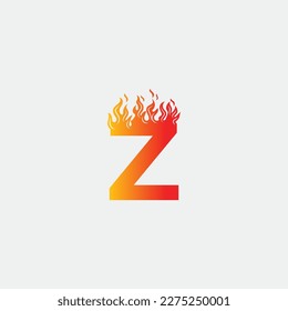 Initial letter Z and fire shape with ribbon logo style in gradient color. Z letter logo, fire flames logo design.