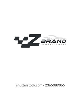 Initial Letter Z With Flag automotive Logo, Initial Letter Logo For Your Company Name, Alphabet Logo Template Ready For Use, Modern Initial Logo