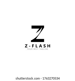 Plantilla de diseño del vector del logotipo de flash Z de letra inicial. Letra negra con espacio negativo aislado sobre fondo blanco. Puede utilizarse para el logotipo o el símbolo de la empresa