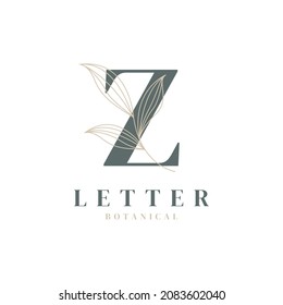 Initial Letter Z Floral and Botanical Logo. Nature Leaf Feminine for Beauty Salon, Massage, Cosmetics or Spa Icon Symbol