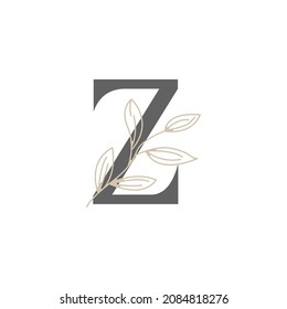 Initial Letter Z Floral and Botanical Logo. Nature Leaf Feminine for Beauty Salon, Massage, Cosmetics or Spa Icon Symbol