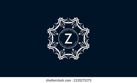 Initial letter Z z floral ornament vector monogram logo, Creative icon with floral frame.