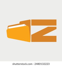 Initial Letter Z Folder Logo. Vector Illustration.