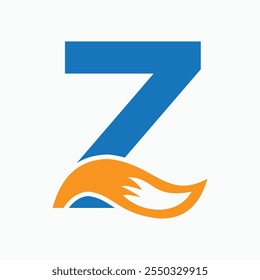 Initial Letter Z Fox Logo Design Concept With Fox Tail Symbol