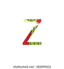 Initial Letter Z with Fruit theme background.