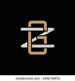 Initial letter Z and G, ZG, GZ, overlapping interlock logo, monogram line art style, silver gold on black background