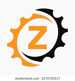 Initial Letter Z Gear Logo Design Template. Automotive Gear Logo for Business and Industrial Identity