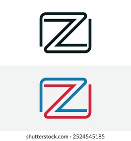 initial letter Z geometric with square frame line art. Suitable for business consulting, studio, room, group, decoration, building, concept design. - vector
