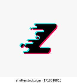 initial letter Z with glitch liquid effect