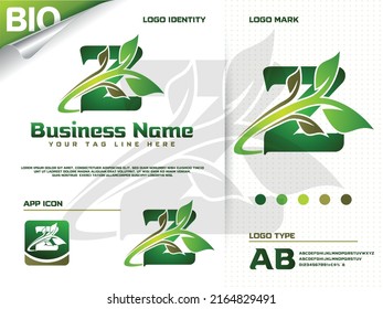 Initial letter Z with Green leaf logo design vector
