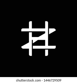 Initial letter Z and H, ZH, HZ, overlapping interlock monogram logo, white color on black background