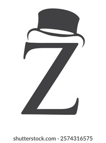 Initial Letter Z Hat Logo Concept For Magic Hat Symbol Vector