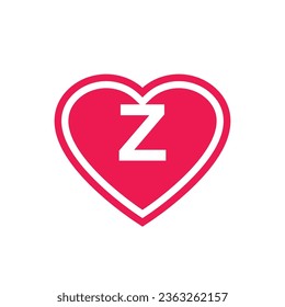 Initial letter Z heart logo icon design template elements, Alphabet Z love symbol