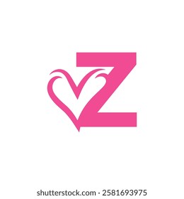 initial letter z heart negative space logo