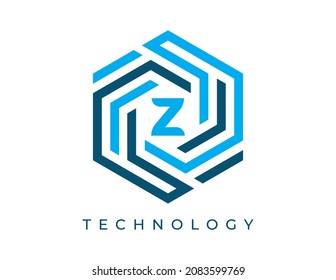 Anfangsbuchstabe Z Hexagon Technologie Logo Symbol Vektordesign Illustrationen Vorlage
