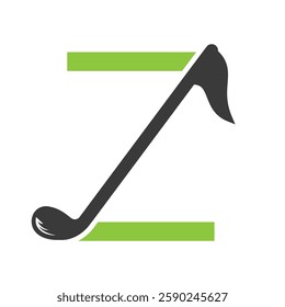 Initial Letter Z Hockey Logo Concept With Hockey Stick Symbol Vector Template