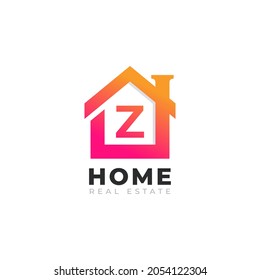Initial Letter Z Home House Logo Design. Real Estate Logo Concept. Vector Illustration