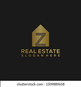 initial letter z house Logo. real estate logo concept. golden vector illustration