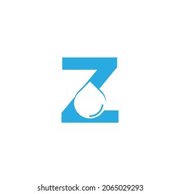 Logotipo hidro de la letra inicial Z con espacio negativo soltar icono de caída de agua Elemento de plantilla de diseño